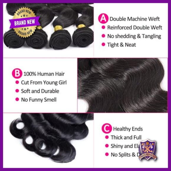Brazilian Body Wave Human Hair Extensions 20-26 Inch 4 Bundles main image 5